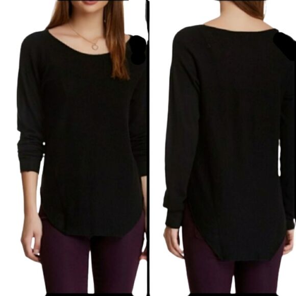 FATE sweater black boatneck lightweight round hem knit top XL - Picture 1 of 8